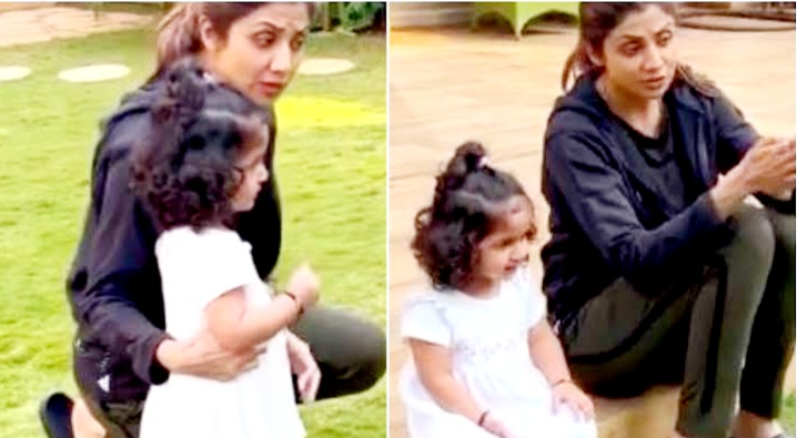 शिल्पा शेट्टी ने अपनी 2 साल की बेटी को सिखाया गायत्री मंत्र, शिल्पा के फैंस ने की जमकर तारीफ